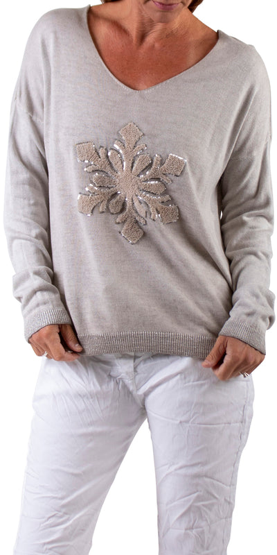 Snowflake Sweater - Shop at Zia -- knit, long sleeve, made in italy, sweater, top