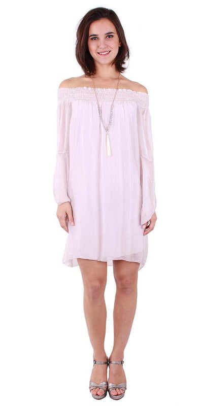 Bell Sleeved Dress - Shop at Zia -- Dresses, made in italy, off shoulder, silk, summer dresses