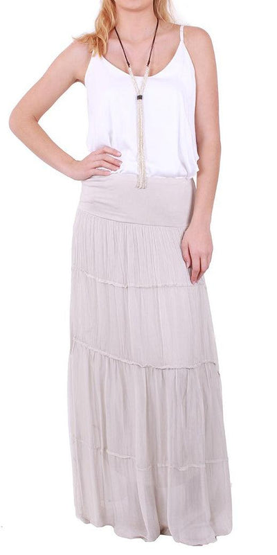 Tiered Long Silk Skirt - Shop at Zia -- 1628, made in italy, Pants & Skirts, silk, skirt
