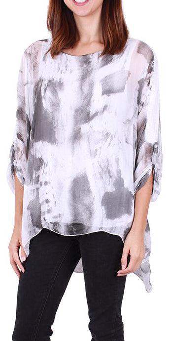 Silk Printed Sequin Blouse - Shop at Zia -- 1250, blouse, made in italy, sequin, silk, Tops & Blouses