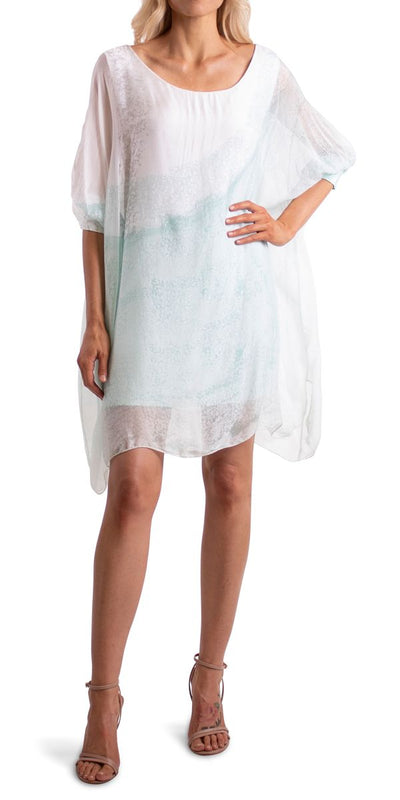 Watercolor Print Kaftan Style Dress - Shop at Zia -- Dresses, gigi moda, kaftan, made in italy, one size, resort, silk, Watercolor print