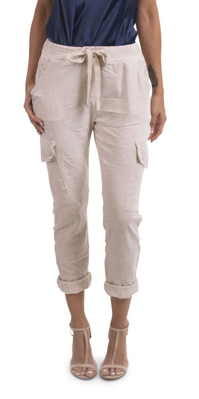 Drawstring Cargo Pants - Shop at Zia -- made in italy, one size, Pants & Skirts