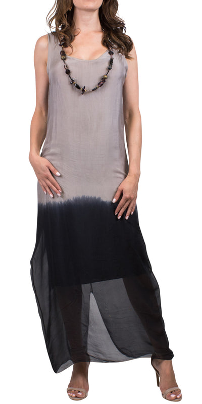 Maxi Silk 2 Tone Dress - Shop at Zia -- california outlet, dress, Dresses, encinitas outlet, fashion outlet, gigi moda, gigi moda outlet, italian clothing outlet, italian outlet, made in italy, madeinItaly, one size, one size fits all, online outlet, san diego outlet, silk