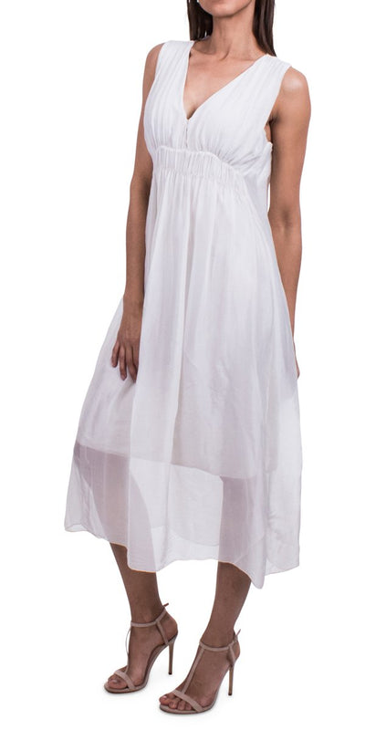 Gathered V Neck Dress - Shop at Zia -- dress, Dresses, italian outlet, made in italy, silk