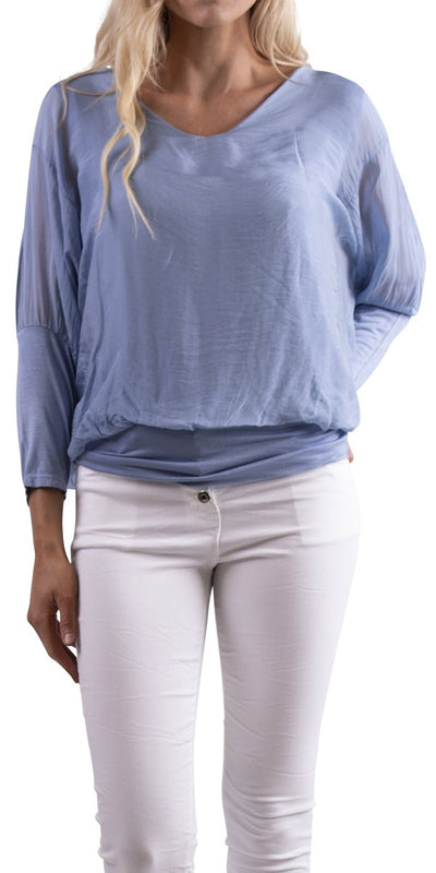 Long Sleeve Silk Blouse - Shop at Zia -- Blouse, European, fall, italian top, Made in Italy, Top