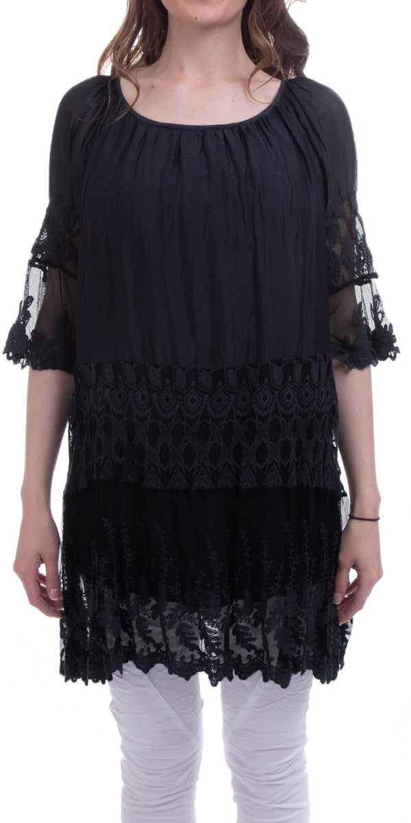 Lacey and Silk Tunic Dress – Shop at Zia