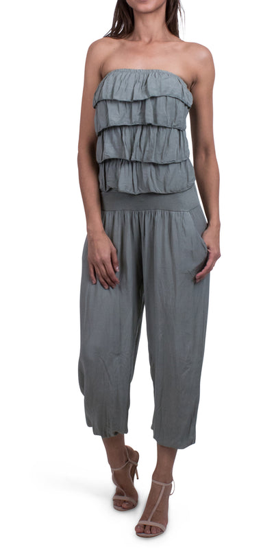 Elba Jumpsuit - Shop at Zia -- 8105, jumpsuit, long jumpsuit, made in italy, madeinItaly, one size, ruffles, viscose