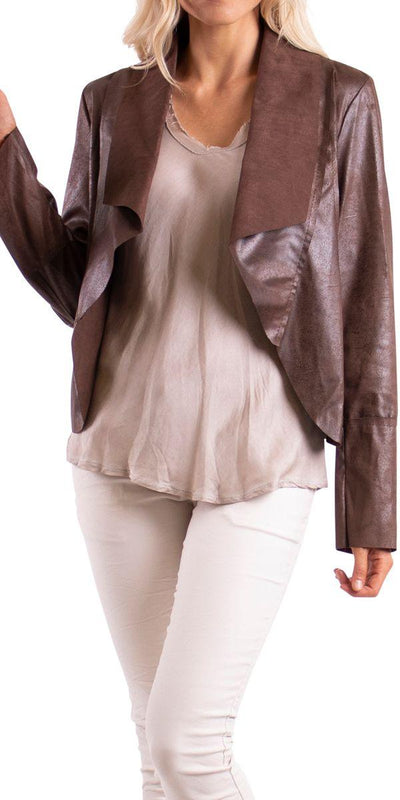Cropped Open Jacket - Shop at Zia -- cropped, jacket, Jackets & Coats, leather, made in italy, vegan