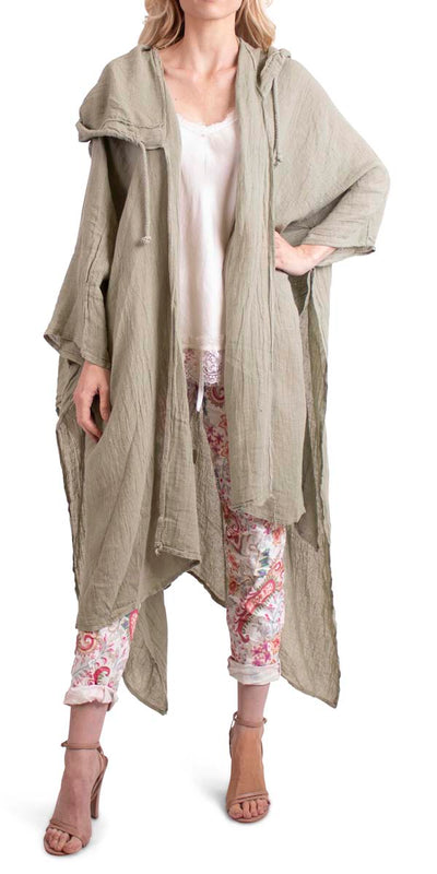 Hooded Cotton/Linen Maxi Duster - Shop at Zia -- 
