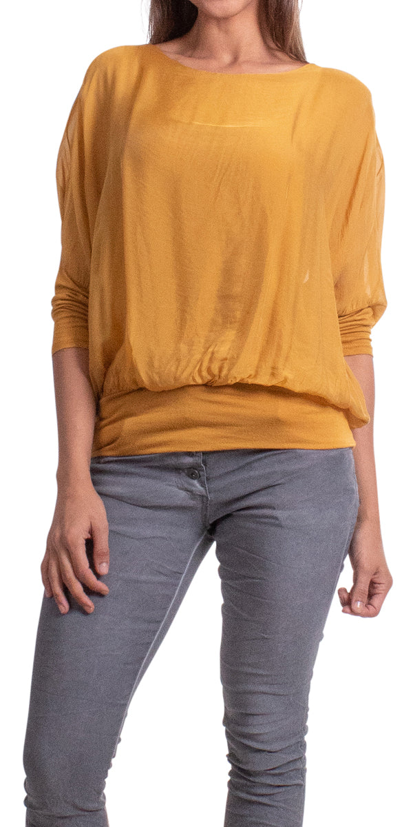 mustard batwing top