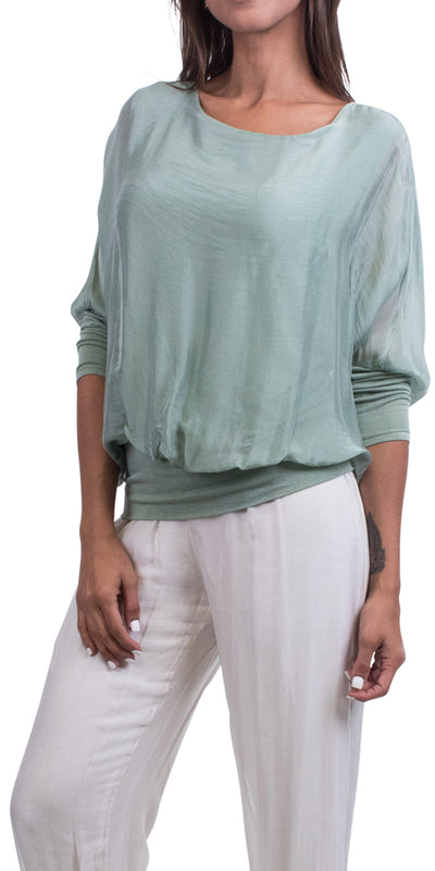 Sheer Batwing Blouse - Shop at Zia -- Batwing, Blouse, Elastic Bottom Band, Made in Italy, One Size Fits All, Silk