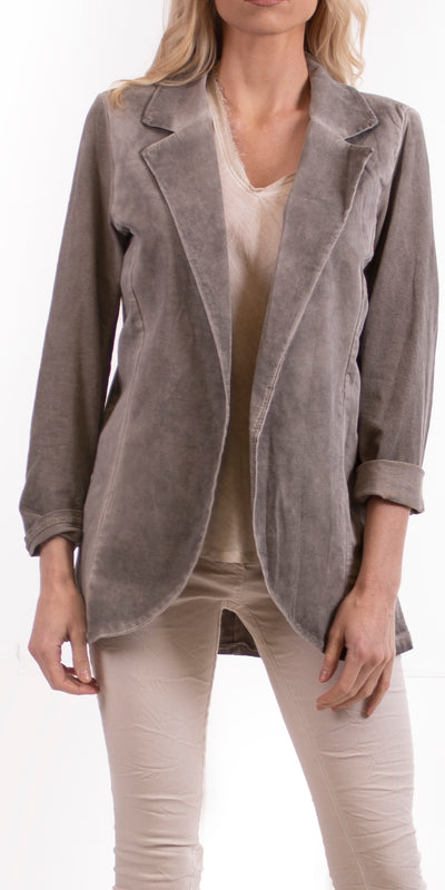 Jacket with Rolled Sleeves - Shop at Zia -- 9222, blazer, blazer jacket, cotton, elastic, made in italy, one size, OS, resort, resort wear, rolled sleeves