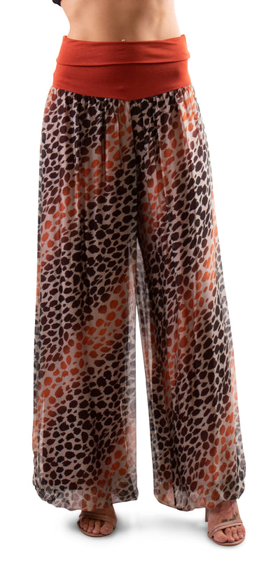 Safari Silk Flowing Pant - Shop at Zia -- Animal Print, cheetah, made in italy, one size, Pants & Skirts, print, safari, silk