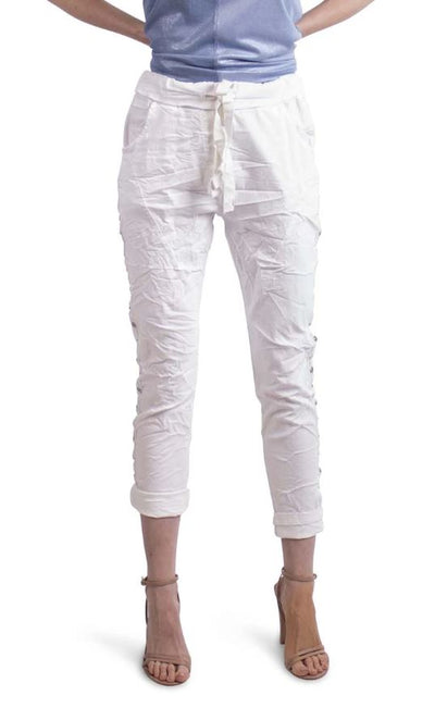 Crop Pant with Drawstring Waist - Shop at Zia -- apparel outlet, best california outlet, best outlet california, california boutique outlet, casual pants, comfy pants, drawstring pant, Pants, stretchy pants